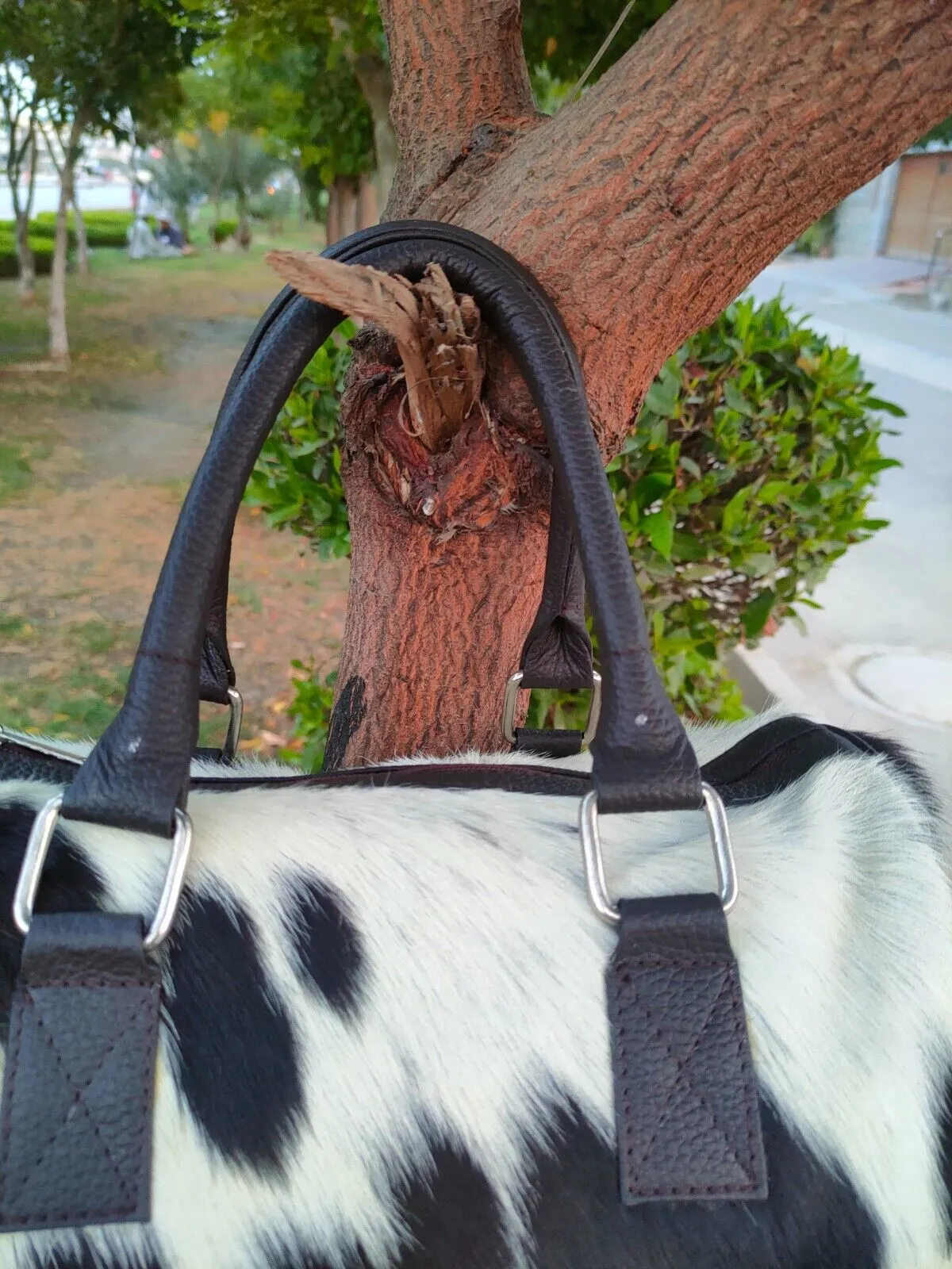 Exotic Black White Cowhide Fur Shoulder Bag