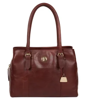 'Fleur' Chestnut Leather Handbag