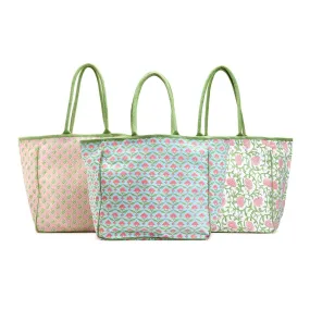 Floral Block Print Tote Bag