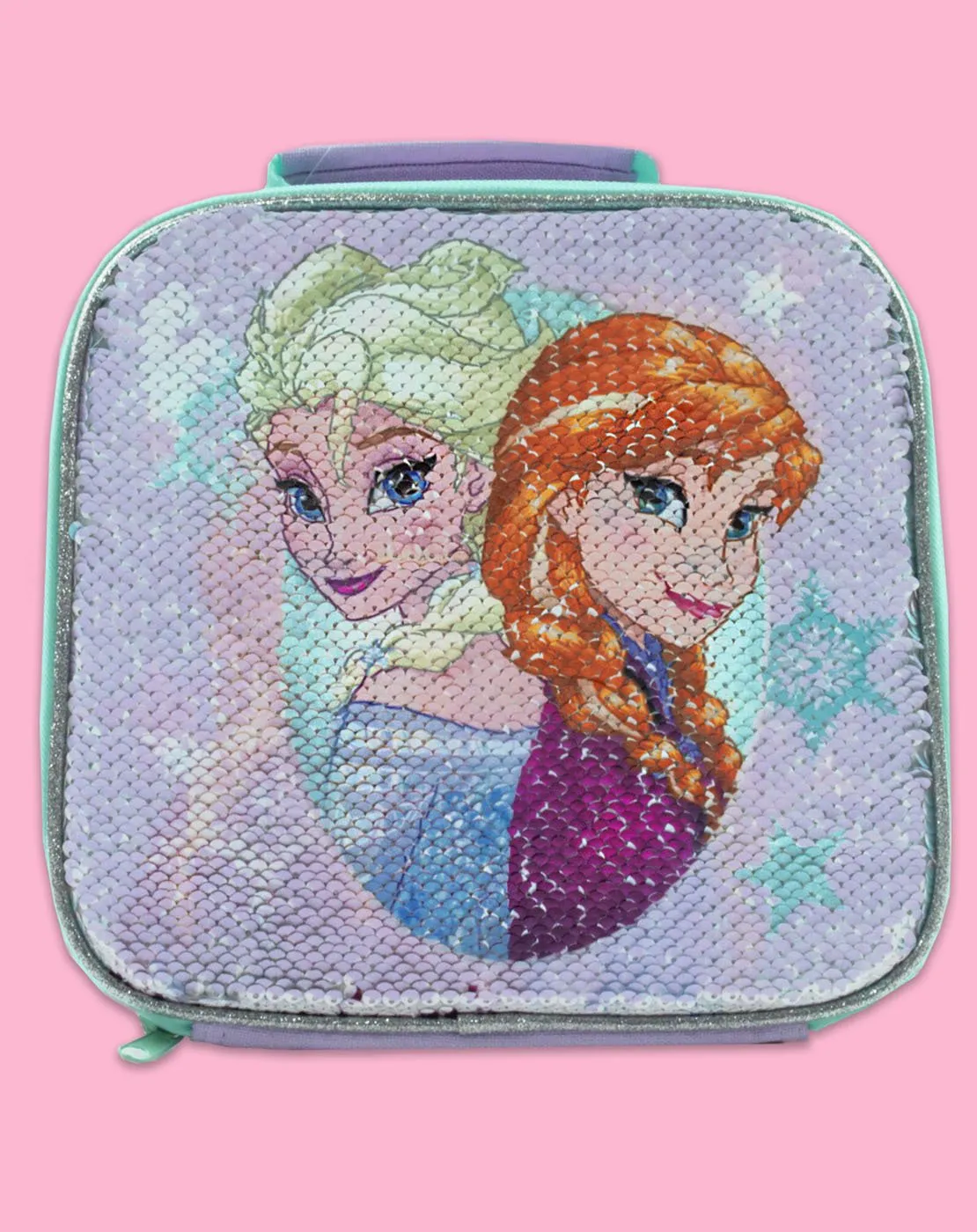 Frozen Shimmer Sequin Blue Pink Lunch Bag