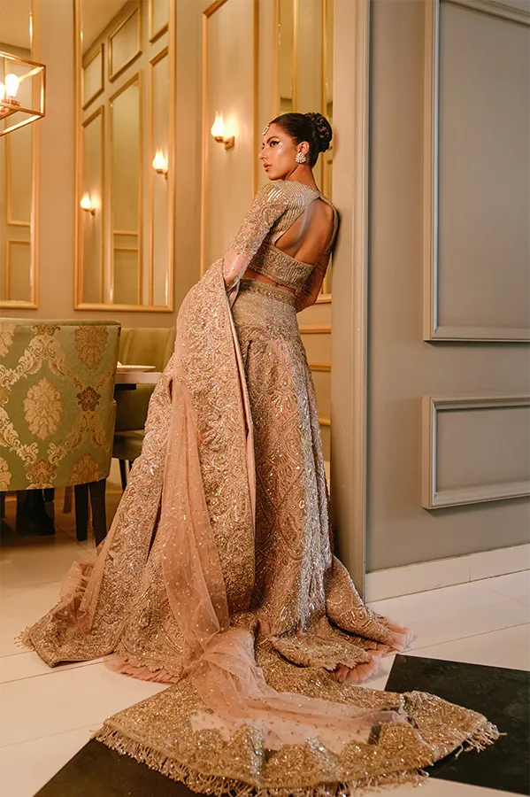 Golden Lehenga Bridal Choli for Pakistani Bridal Wear