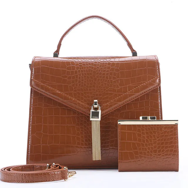 High-end Leather Large Shoulder Handbag   Mini Purse Hand Set