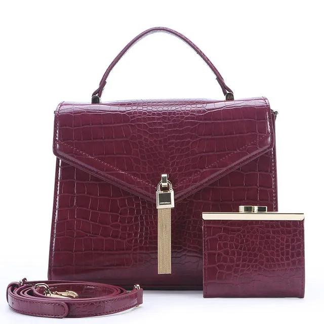 High-end Leather Large Shoulder Handbag   Mini Purse Hand Set