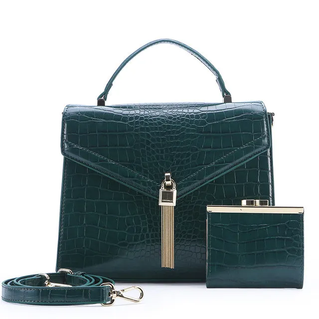 High-end Leather Large Shoulder Handbag   Mini Purse Hand Set