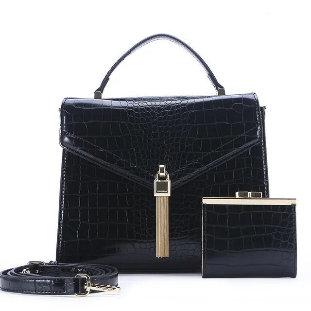 High-end Leather Large Shoulder Handbag   Mini Purse Hand Set