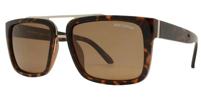 Men's Polarized Retro Flat Top Rectangle Sunglasses With Brow Bar