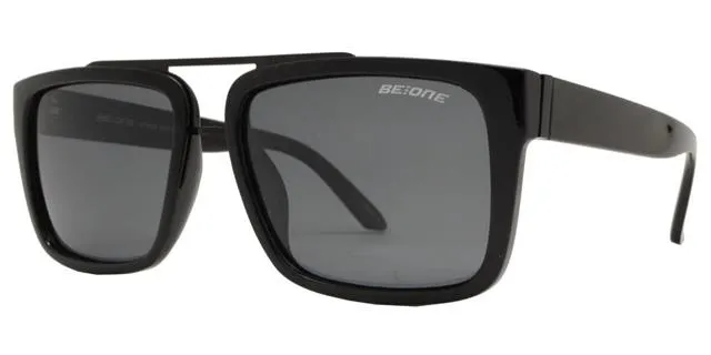 Men's Polarized Retro Flat Top Rectangle Sunglasses With Brow Bar