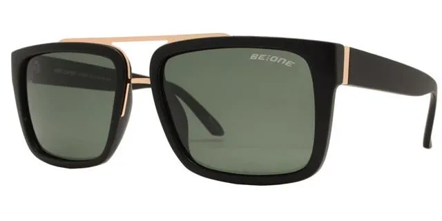 Men's Polarized Retro Flat Top Rectangle Sunglasses With Brow Bar