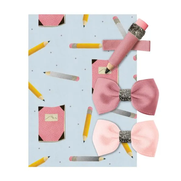 MILLEDEUX® SCHOOL GIFT SET SILVER GLITTER – ALLIGATOR CLIP – SET Quartz