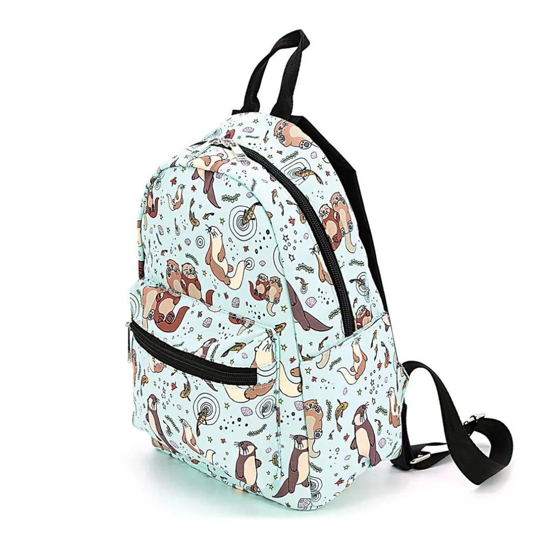 Mini Teal Backpack - Adorable Otters