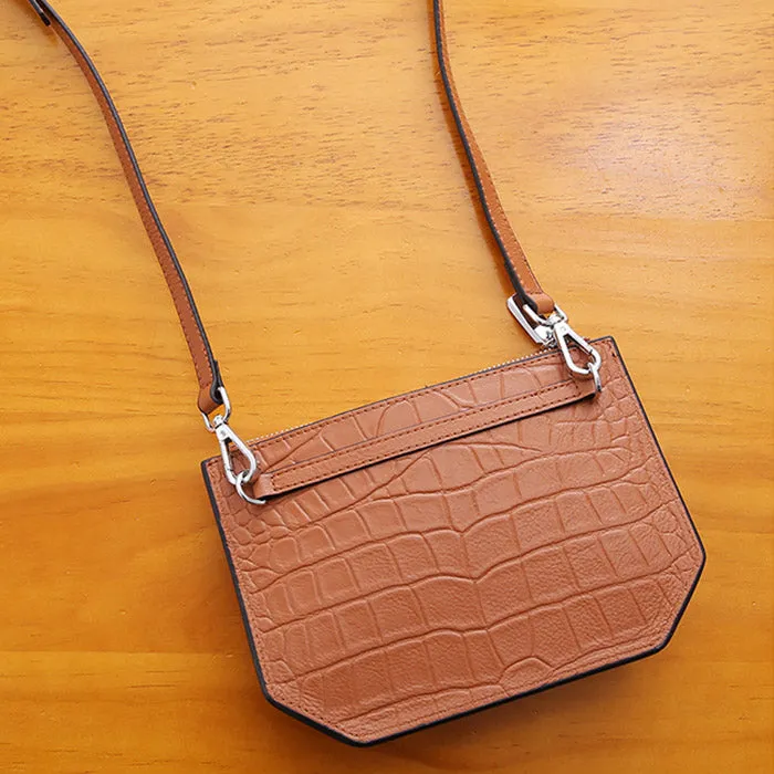 Minimalist Womens Brown Leather Crossbody Bags Shoulder Bag for Women