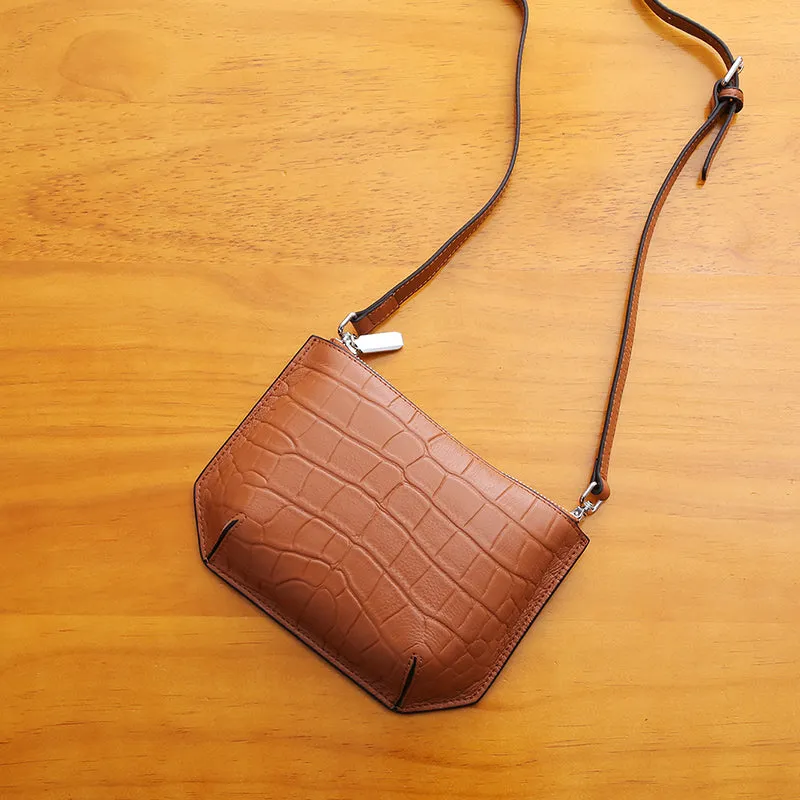 Minimalist Womens Brown Leather Crossbody Bags Shoulder Bag for Women