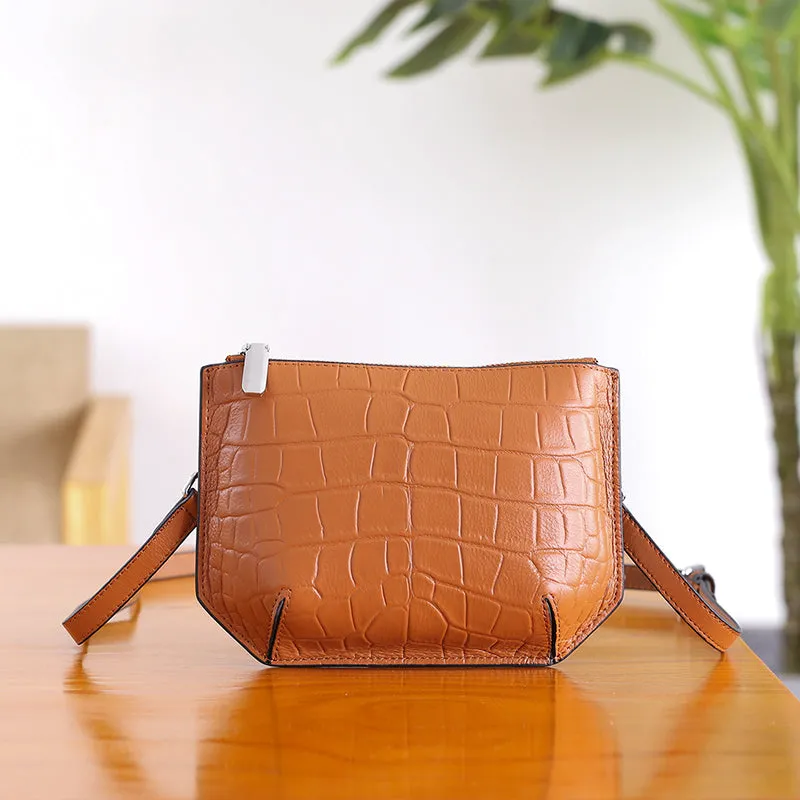 Minimalist Womens Brown Leather Crossbody Bags Shoulder Bag for Women