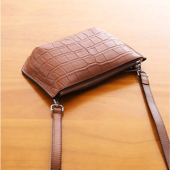 Minimalist Womens Brown Leather Crossbody Bags Shoulder Bag for Women