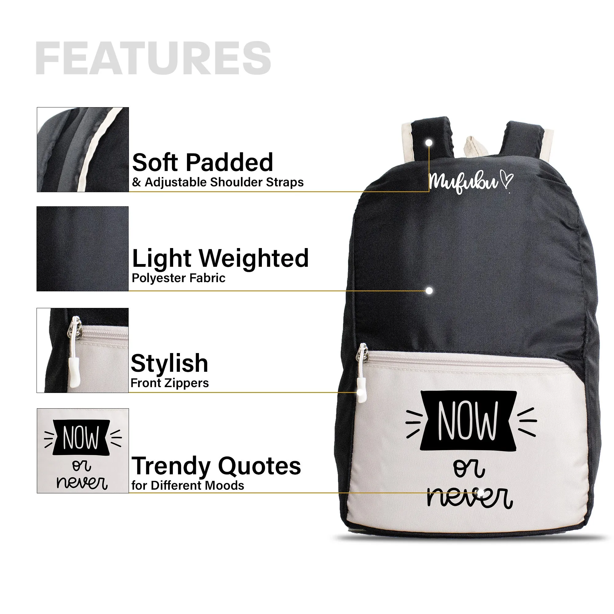 Nano Backpack 15 Ltr Now Or Never Black   Beige