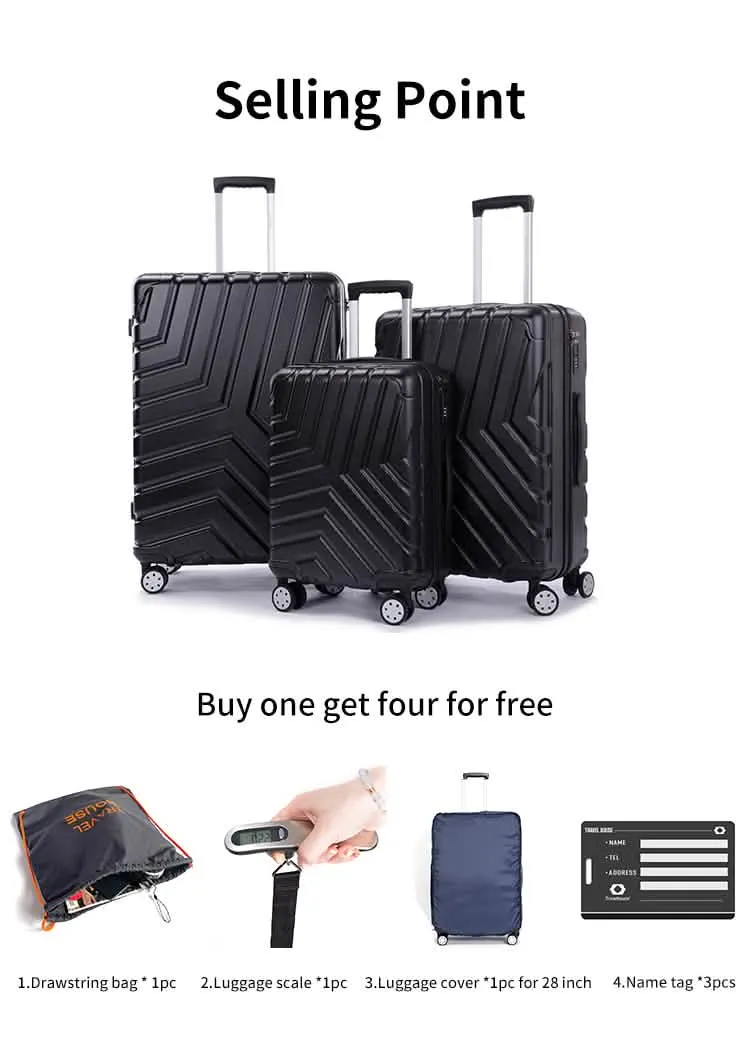 Navy 3-Piece Hardside Luggage Collection with TSA Lock & Complimentary Accessories