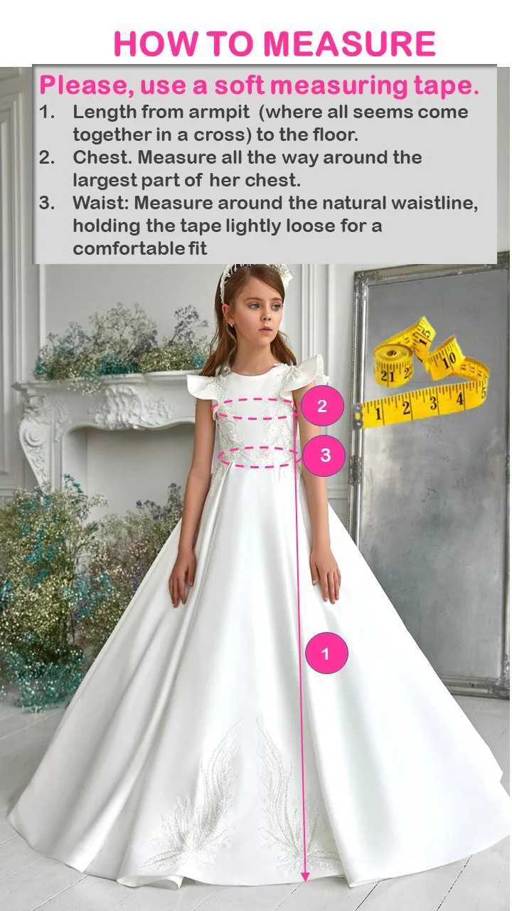 Ombre Long Sleeves Ruffles Ball Gown Flower Girl Communion Dress Celestial 3214