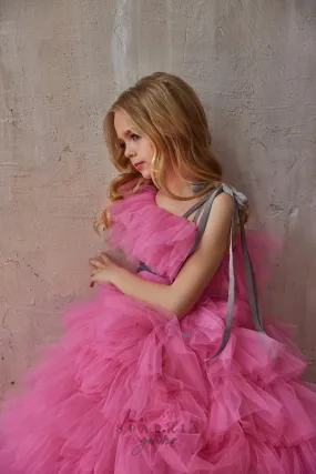 One Shoulder Ruffles Ballgown Opulent Princess Dress Flower Girl Dress Celestial 3240