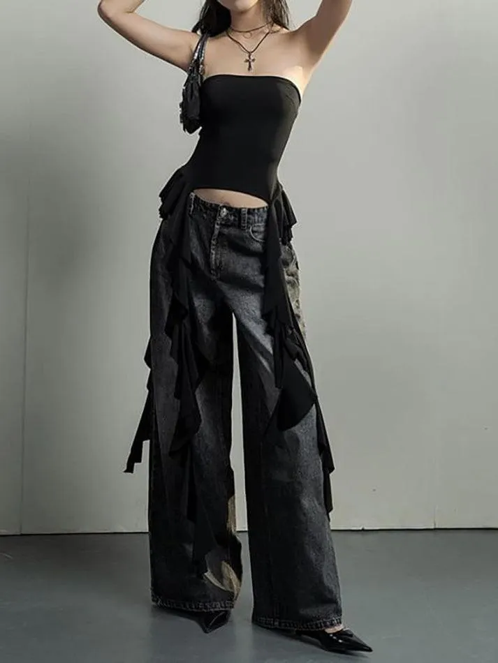 Plain Ruffled Off Shoulder Tube Top