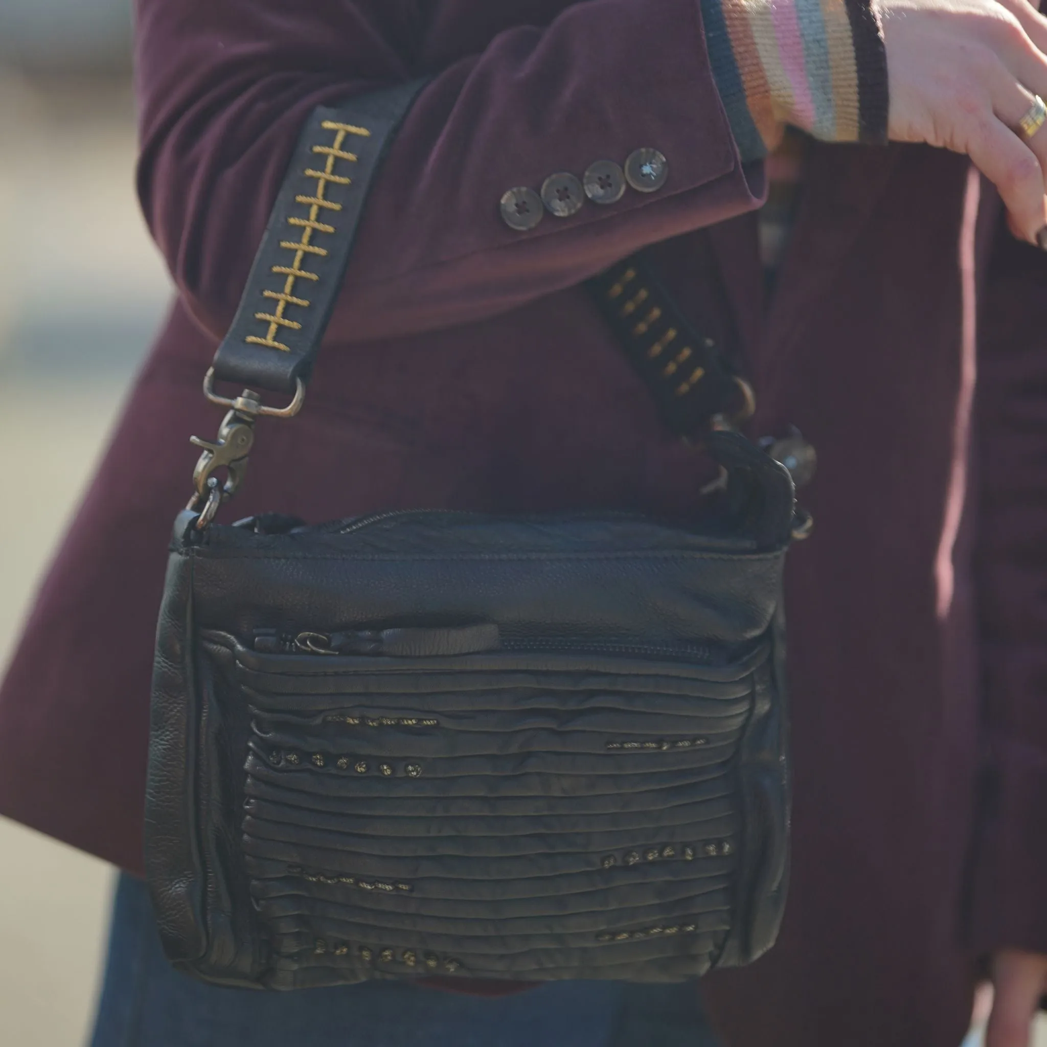 Pleated Leather Crossbody