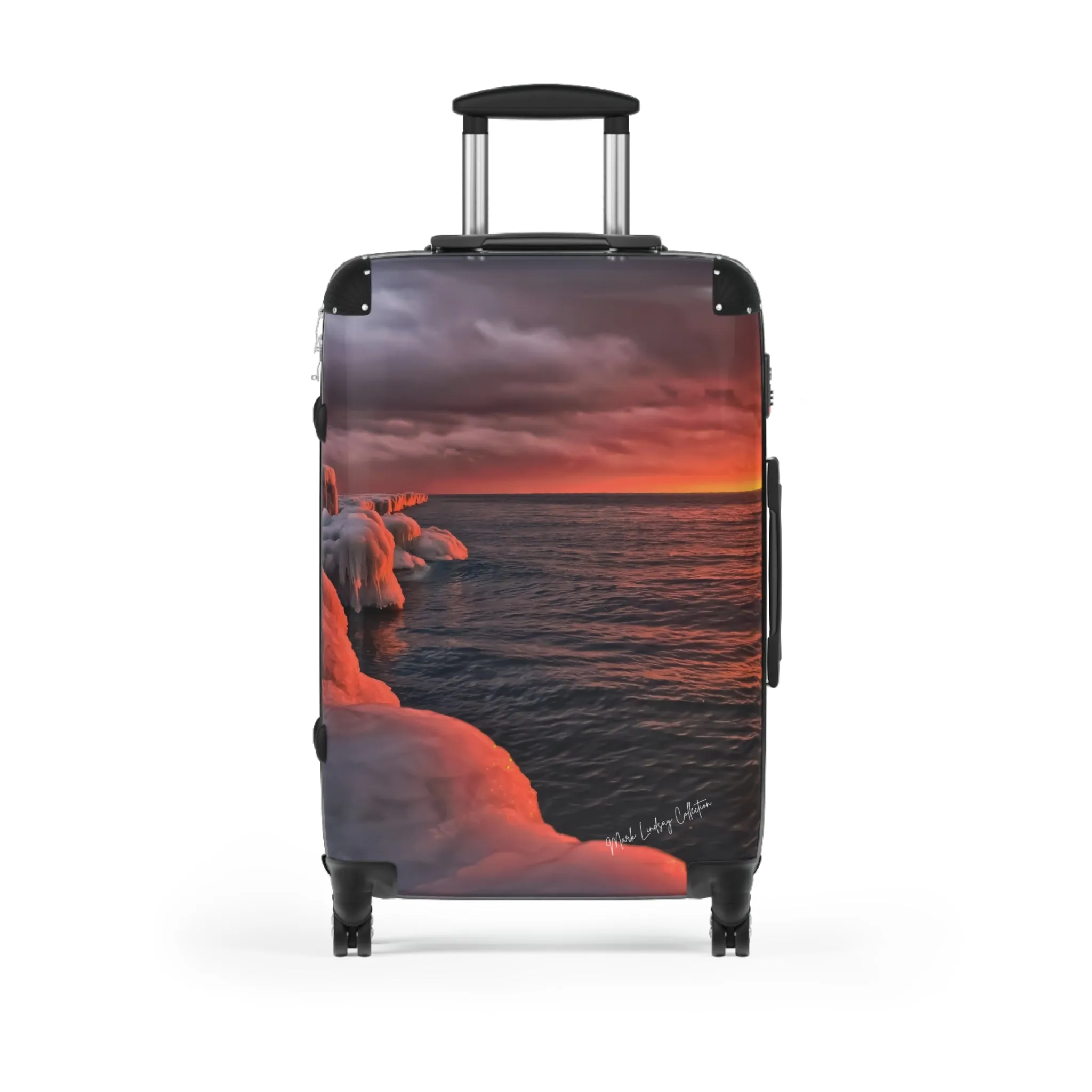 Point Betsie's Winter Sunset Custom Art Luggage