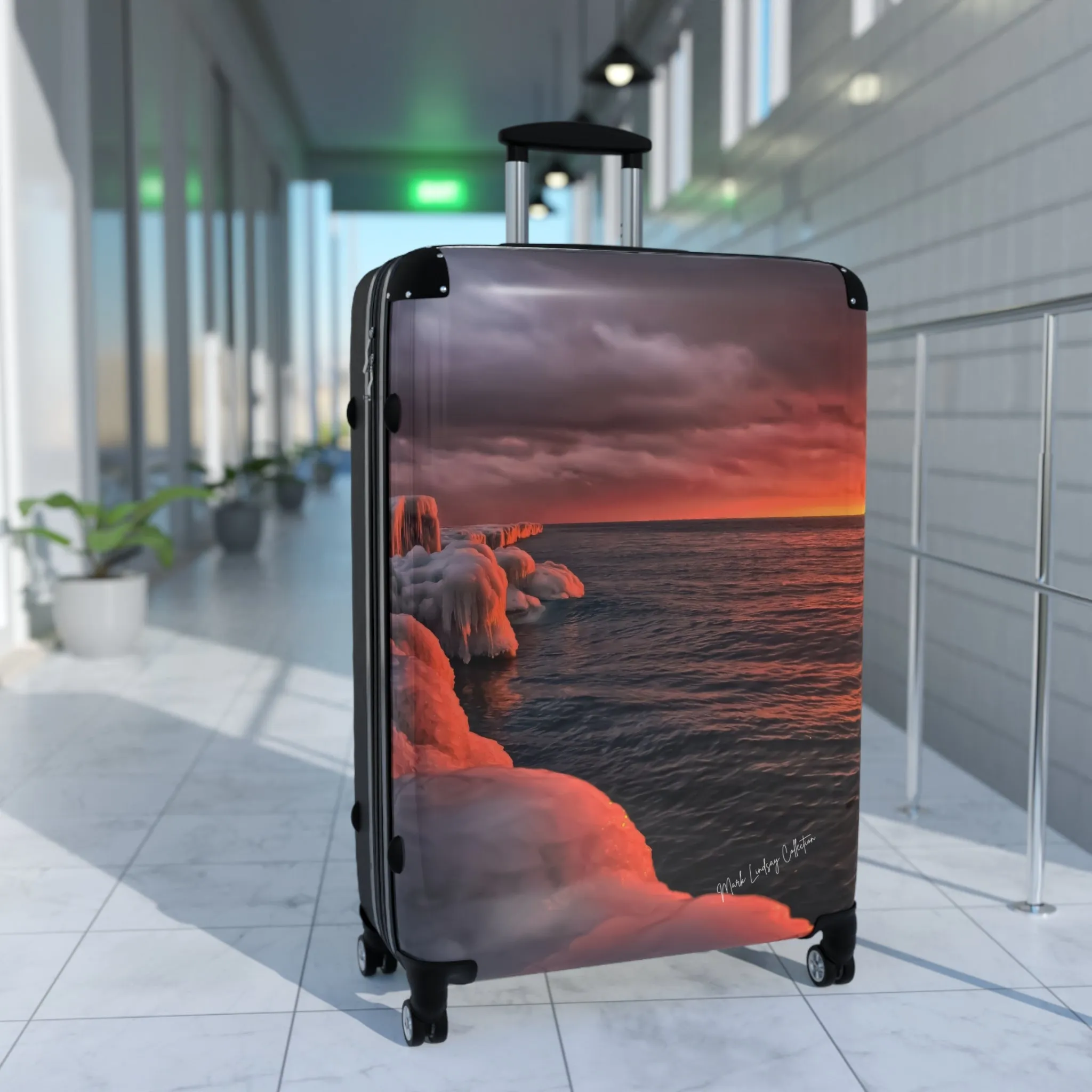 Point Betsie's Winter Sunset Custom Art Luggage