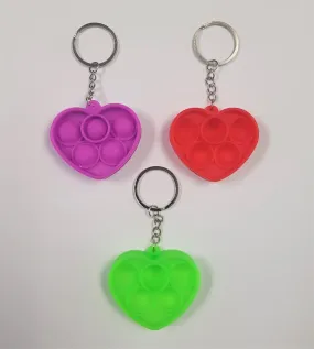 POPIT FIDGET TOY KEYRING HEART ASSORTED COLOURS