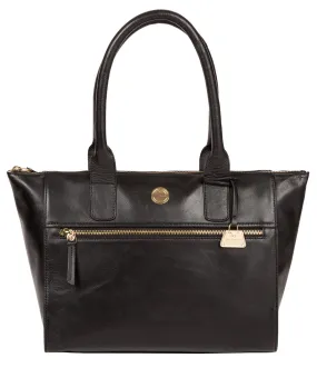 'Primrose' Jet Black Leather Tote Bag