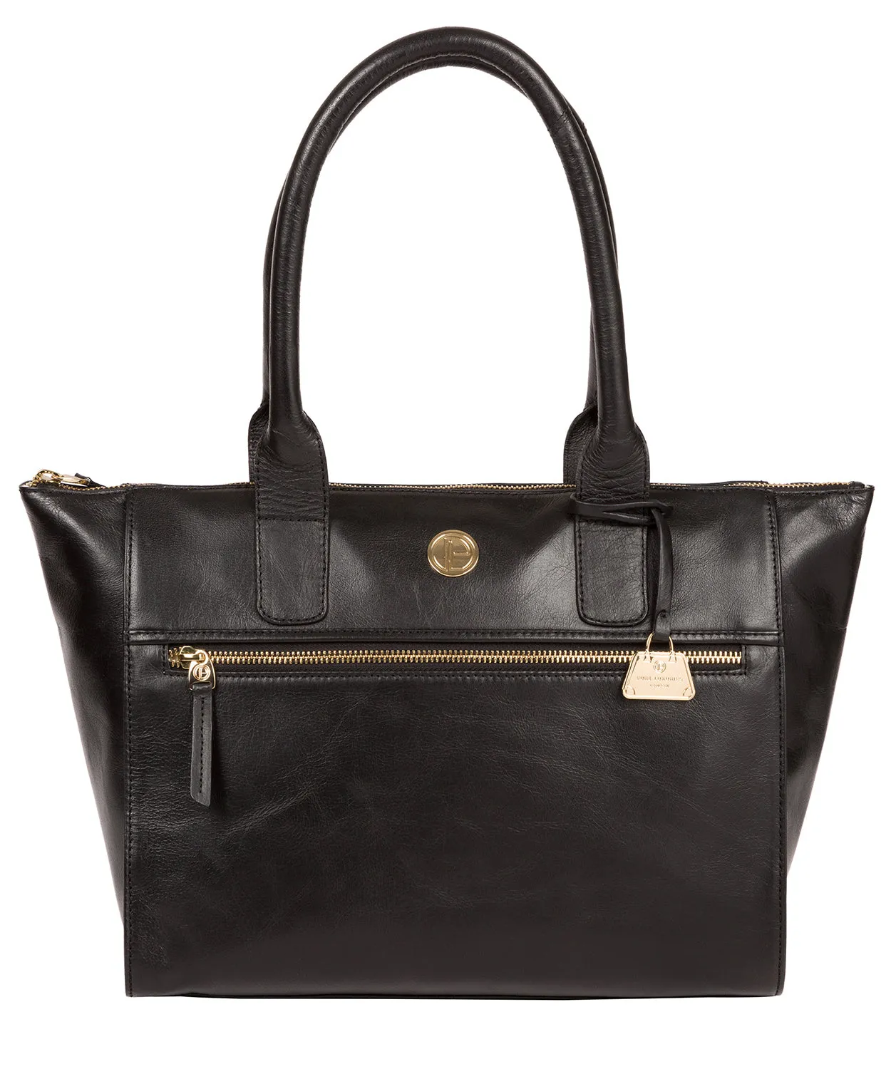 'Primrose' Jet Black Leather Tote Bag