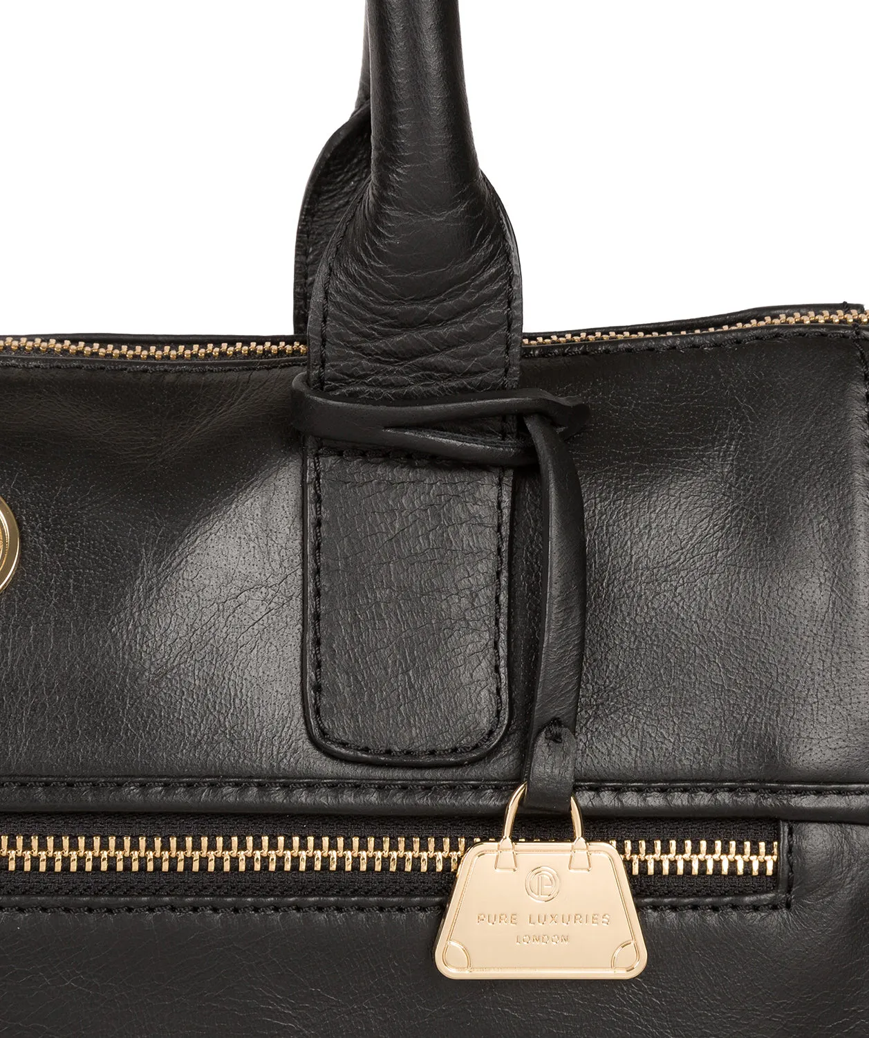 'Primrose' Jet Black Leather Tote Bag