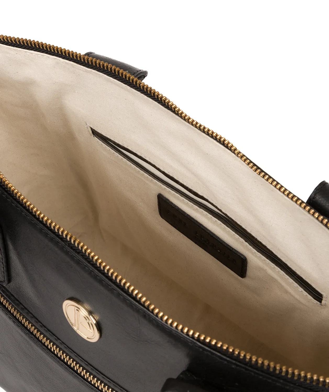 'Primrose' Jet Black Leather Tote Bag