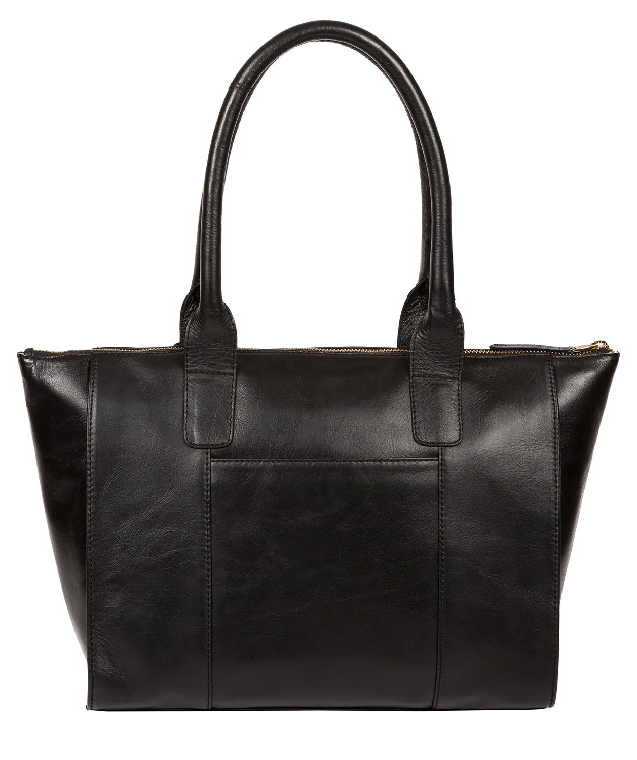 'Primrose' Jet Black Leather Tote Bag