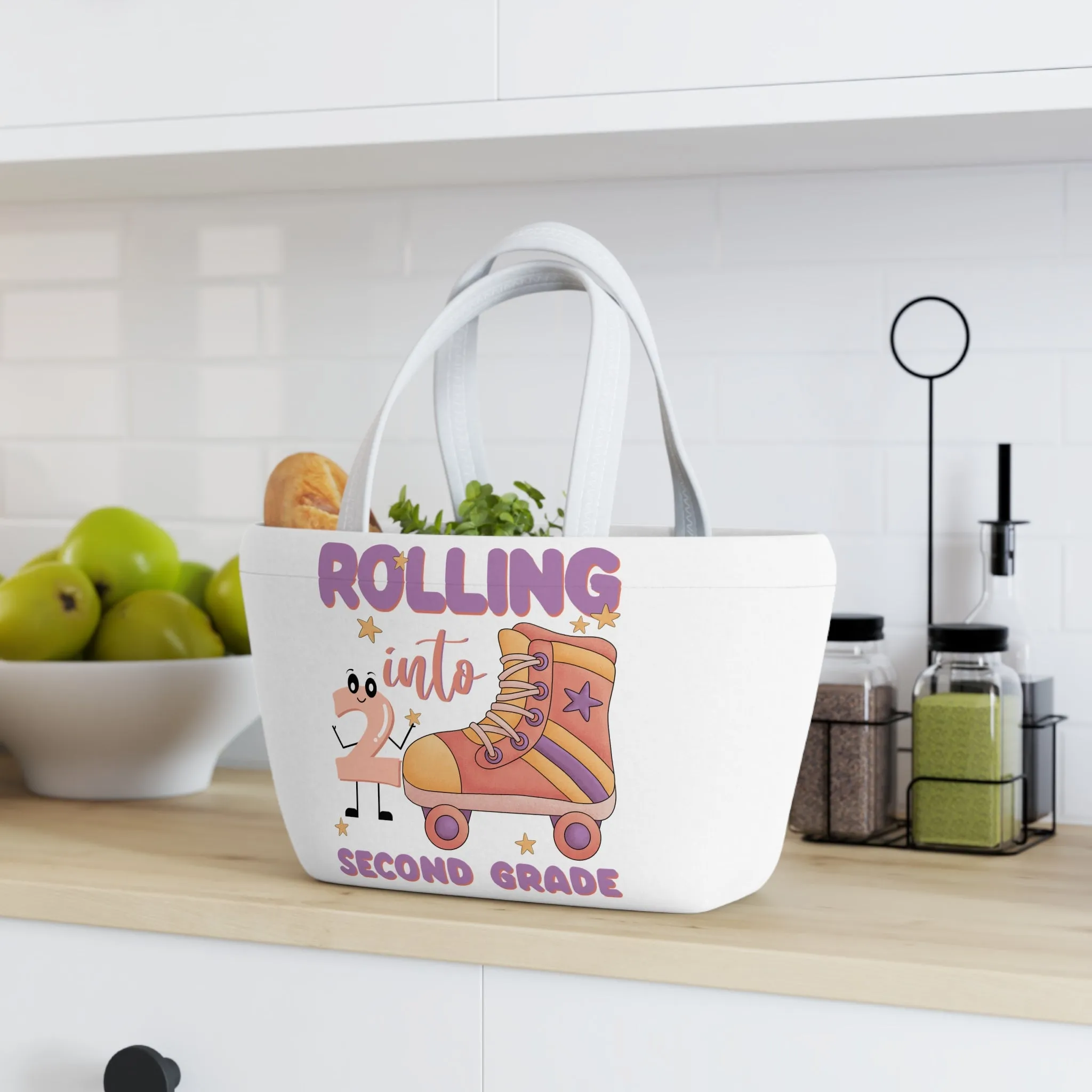 Rolling Into 2nd Grade Lunch Bag, Back To School Lunch Bag, Back to Learning Lunch Bag, Ready for School Lunch Bag. First day Of School.