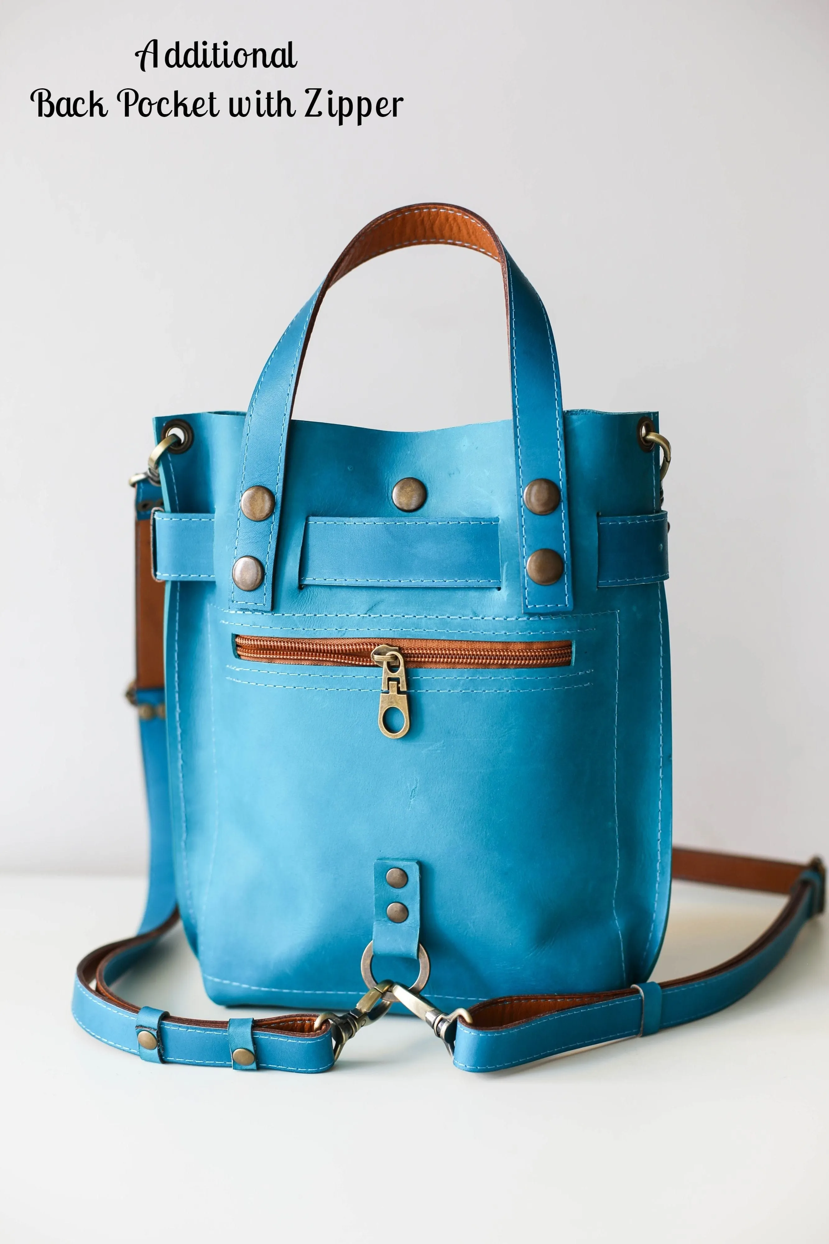 Sky Blue Mini Leather Backpack