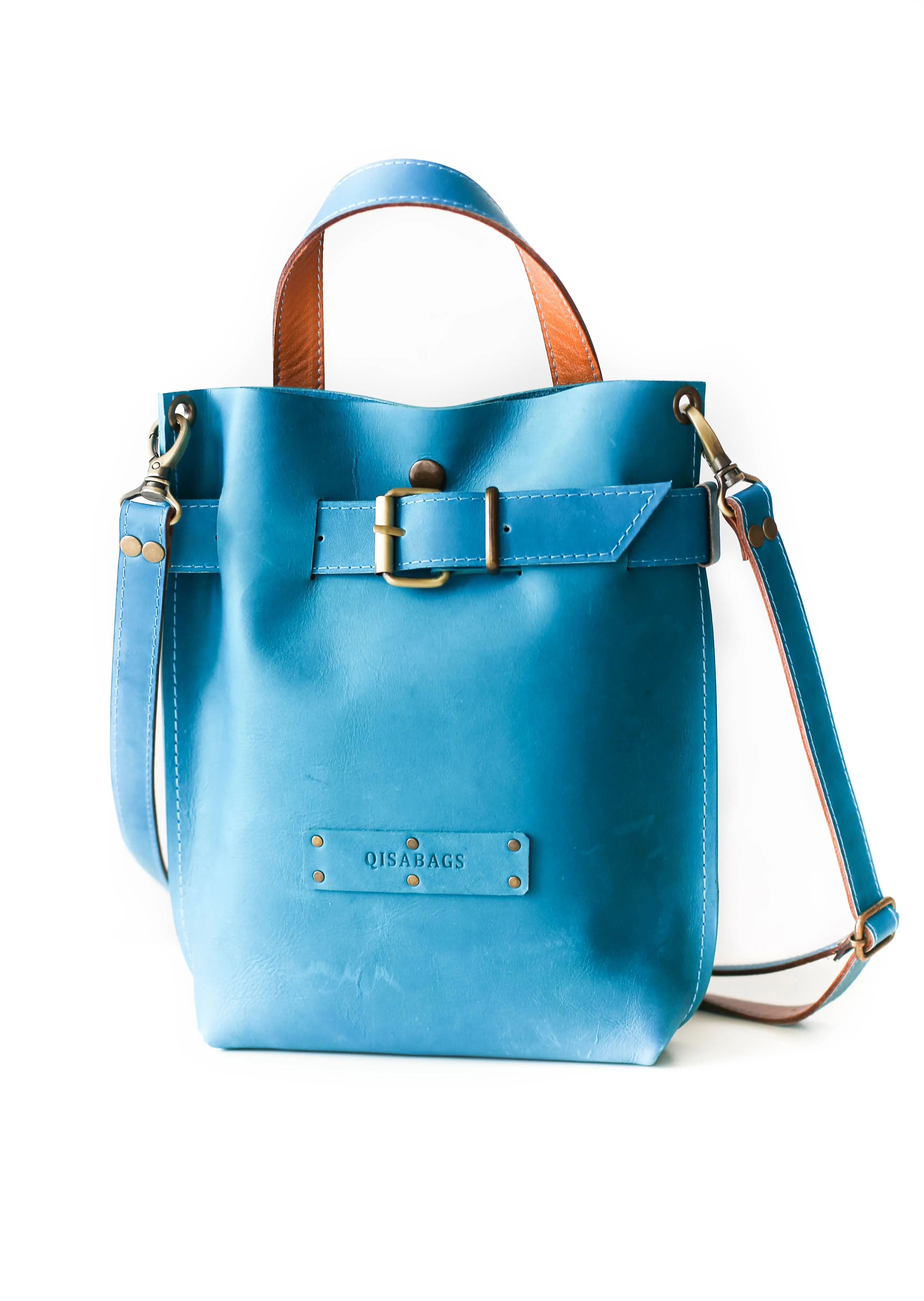 Sky Blue Mini Leather Backpack