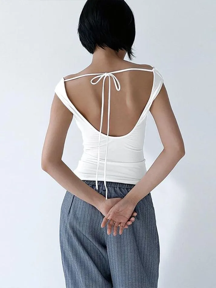 Sleeveless Scoop Neck Plain Tee