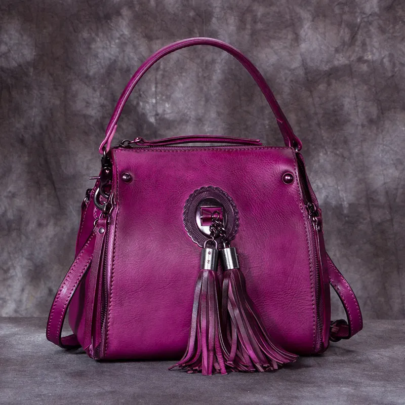 Small Womens Leather Fringe Backpack Purses Crossbody Handbags for Women