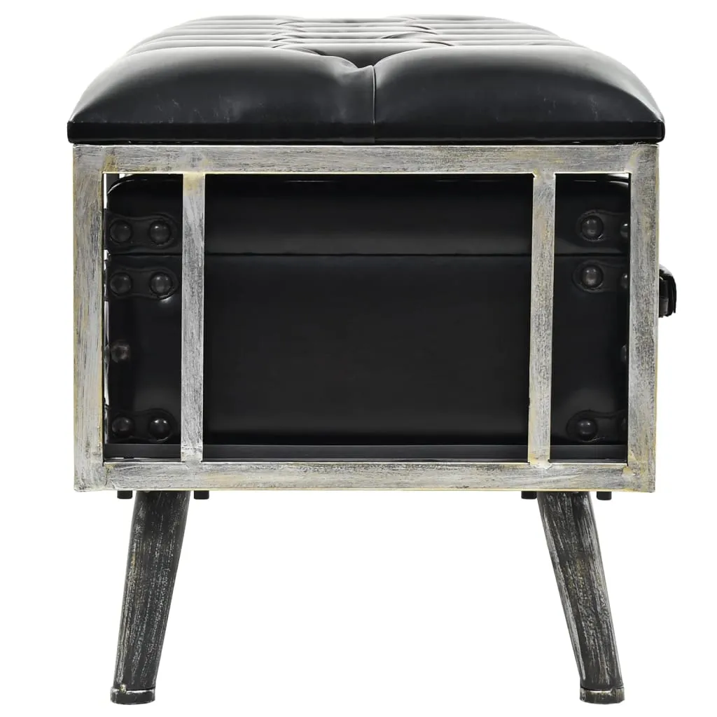 Storage Bench 110 cm Black Artificial Leather