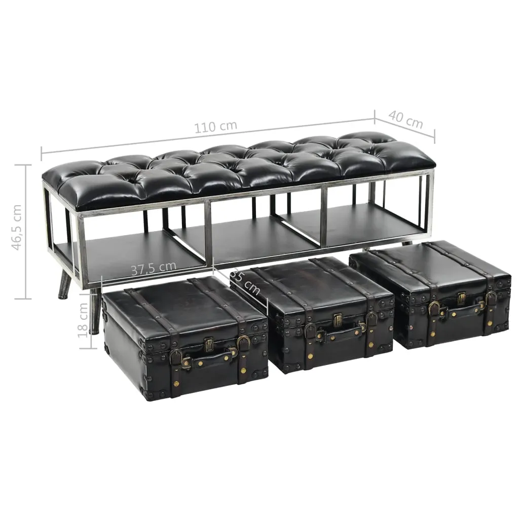 Storage Bench 110 cm Black Artificial Leather