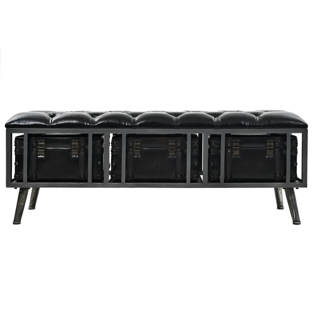 Storage Bench 110 cm Black Artificial Leather