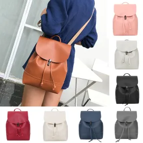 Vintage Pure Color Leather School Bag