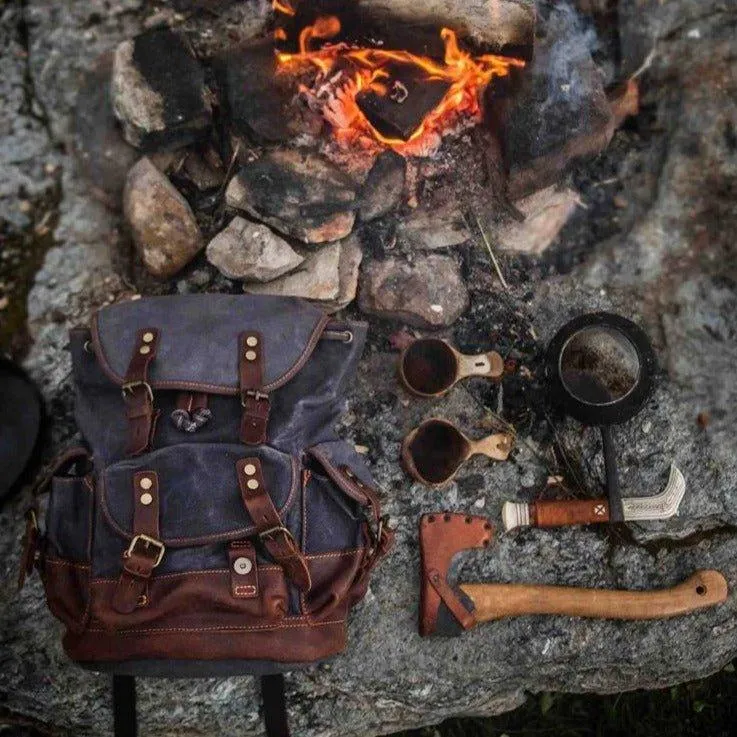 Vintage Waxed Canvas Backpack Waterproof for Men-Khaki