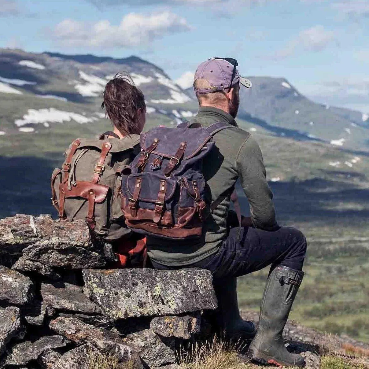Vintage Waxed Canvas Backpack Waterproof for Men-Khaki