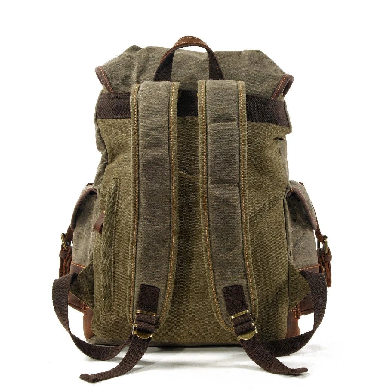 Vintage Waxed Canvas Backpack Waterproof for Men-Khaki