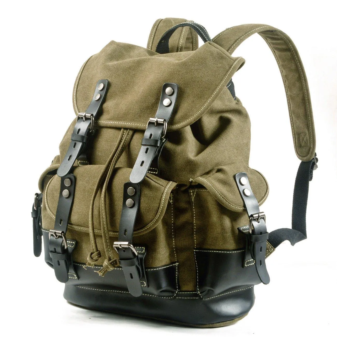 Vintage Waxed Canvas Backpack Waterproof for Men-Khaki
