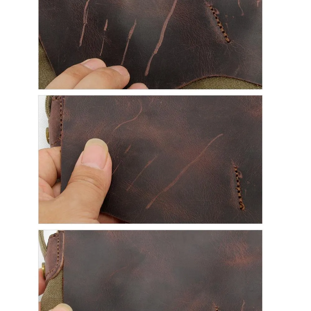 Vintage Waxed Canvas Backpack Waterproof for Men-Khaki
