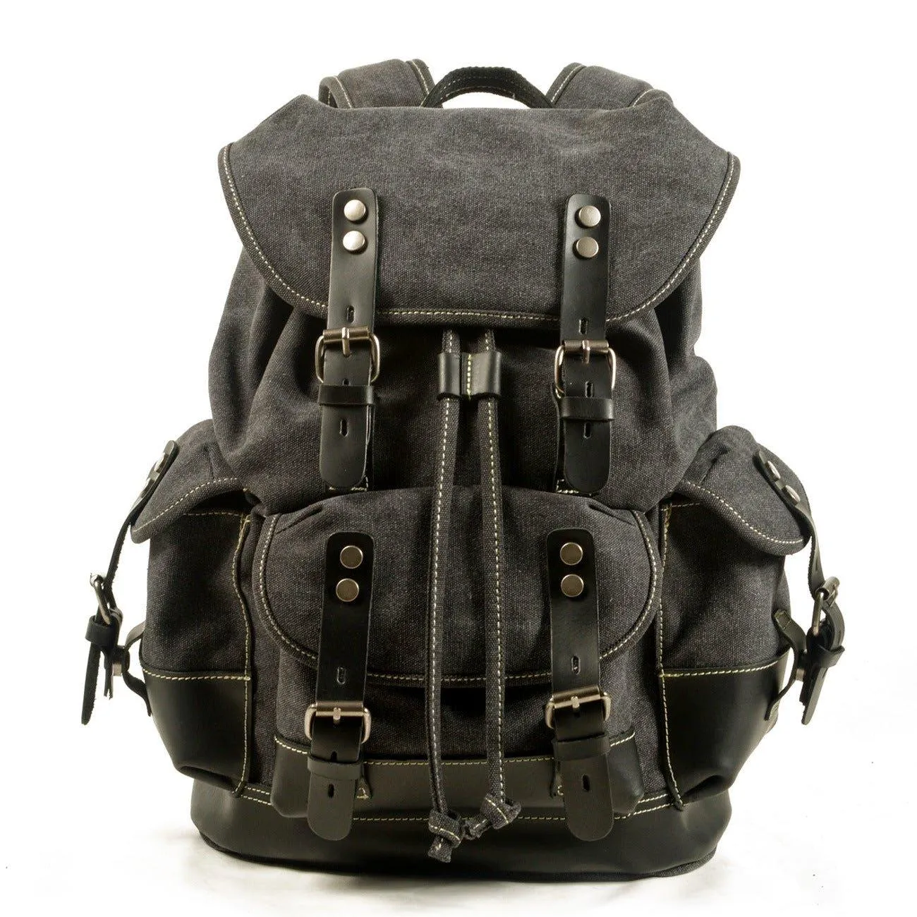 Vintage Waxed Canvas Backpack Waterproof for Men-Khaki