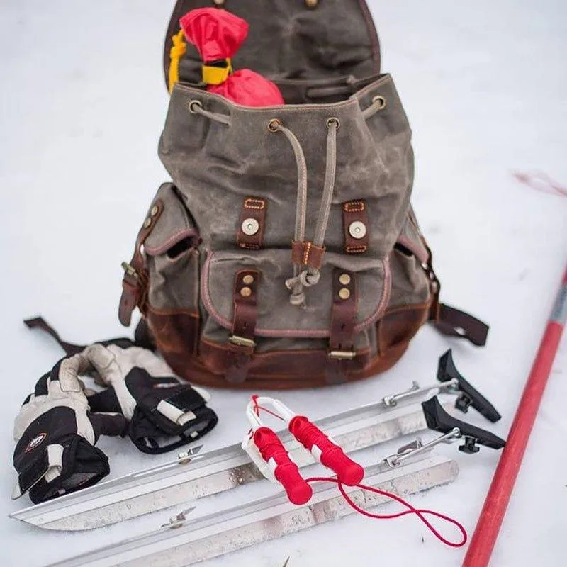 Vintage Waxed Canvas Backpack Waterproof for Men-Khaki