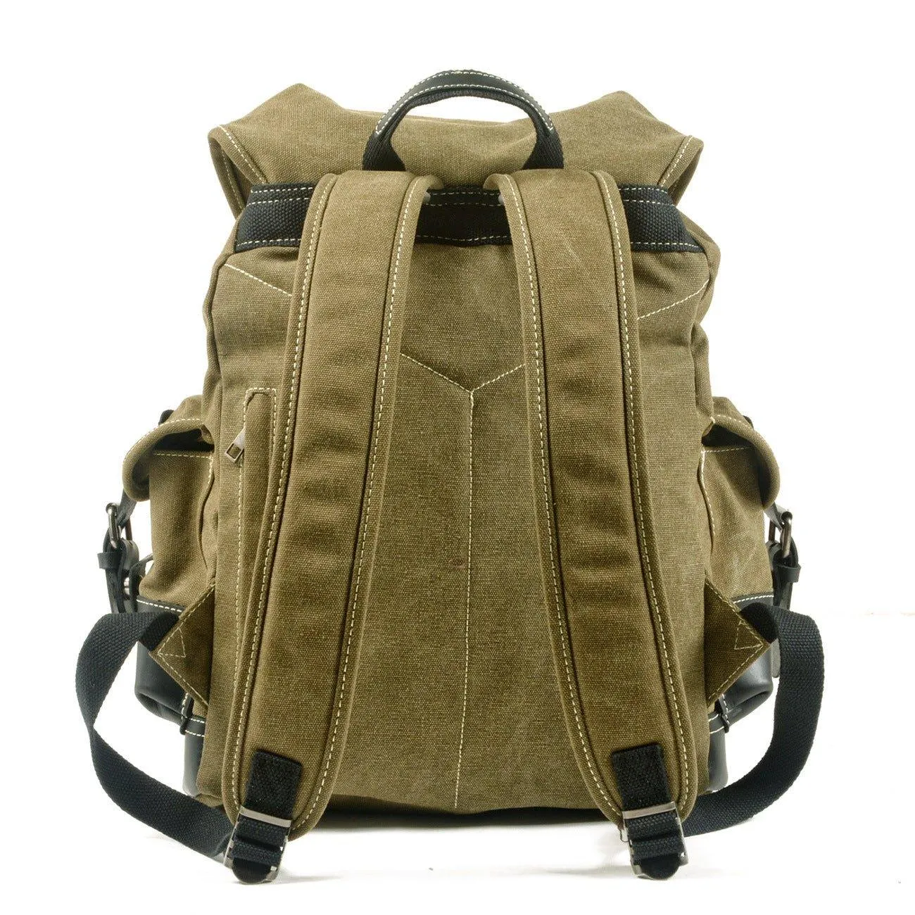 Vintage Waxed Canvas Backpack Waterproof for Men-Khaki