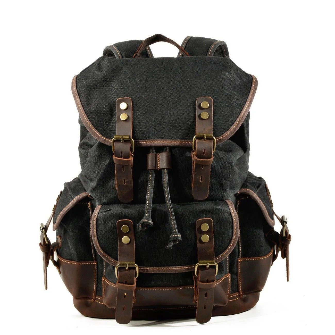 Vintage Waxed Canvas Backpack Waterproof for Men-Khaki